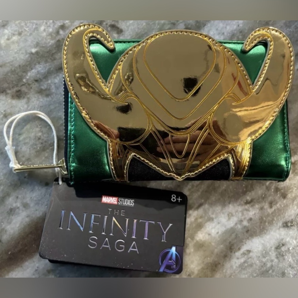 Loungefly Disney Marvel Loki Metallic Cosplay Small Zip Around Wallet NWT!